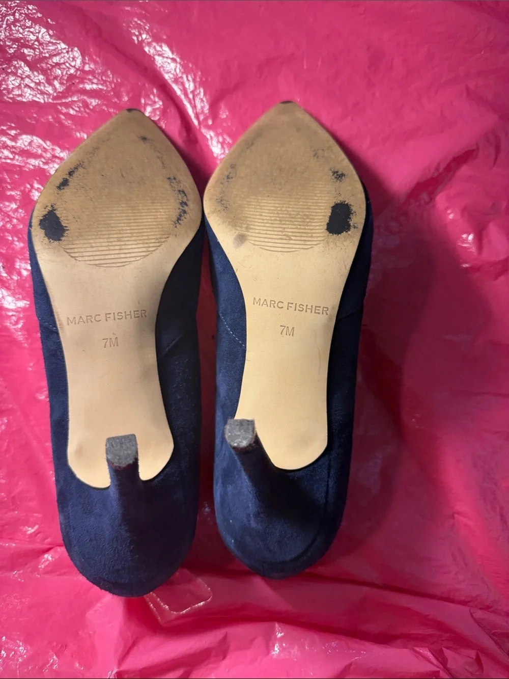 Marc Fisher Navy Suede Pointed-Toe Pumps
